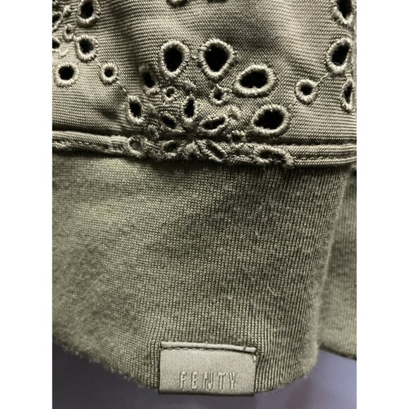 PUMA FENTY Zip Up Embroidered Eyelet Edge Jacket Olive Green Oversized Size M - Picture 4 of 10